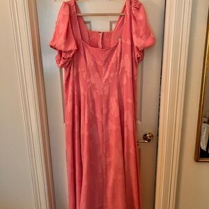 Elegant Pink Puff Sleeve Dress